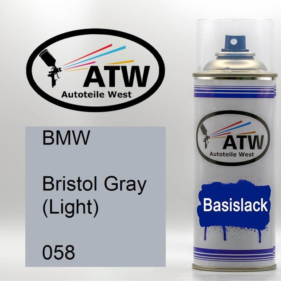 BMW, Bristol Gray (Light), 058: 400ml Sprühdose, von ATW Autoteile West.